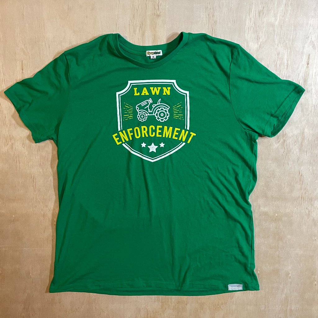 Men's "Lawn Enforcement" Green Tractor Themed Xxl T-Shirt By Tipsy Elves